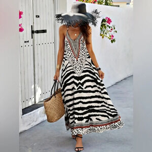NEW-Zebra Print Maxi Dress